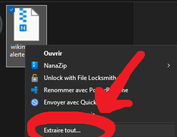 Clic droit extraire